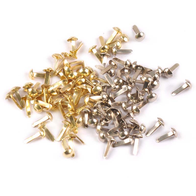 Embellishments For Scrapbooking - 100PCs ผสมเงิน/ทองรอบ Brad Scrapbooking Embellishment Fastener