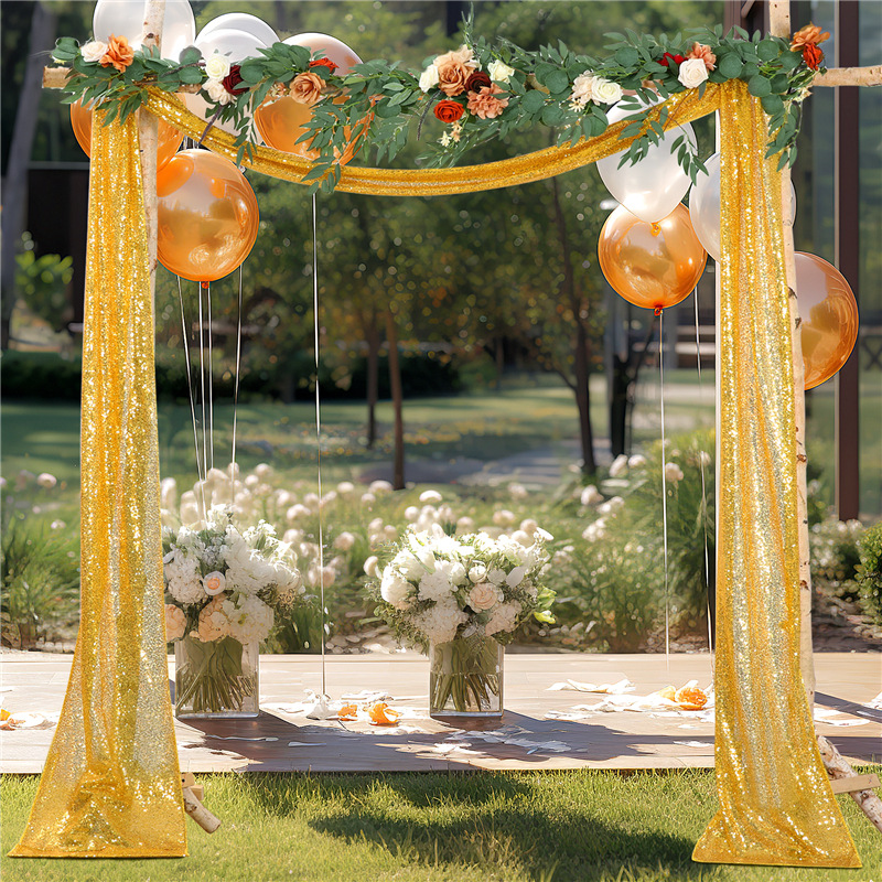 Sequin Fabric Panel - ผ้าตกแต่งซุ้มแต่งงาน, ผ้าม่านฉากหลังซุ้มแต่งงานแบบแผ่นเดียว ขนาด 12 นิ้ว x