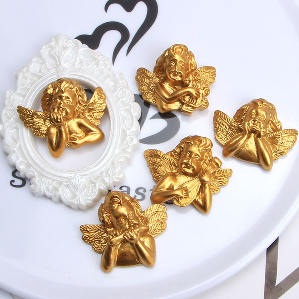 Craft Embellishments - อุปกรณ์ตกแต่งเรซิ่นรูปนางฟ้า 15 ชิ้น สำหรับงานฝีมือ DIY ชาร์มแบบติดหลังเรียบ