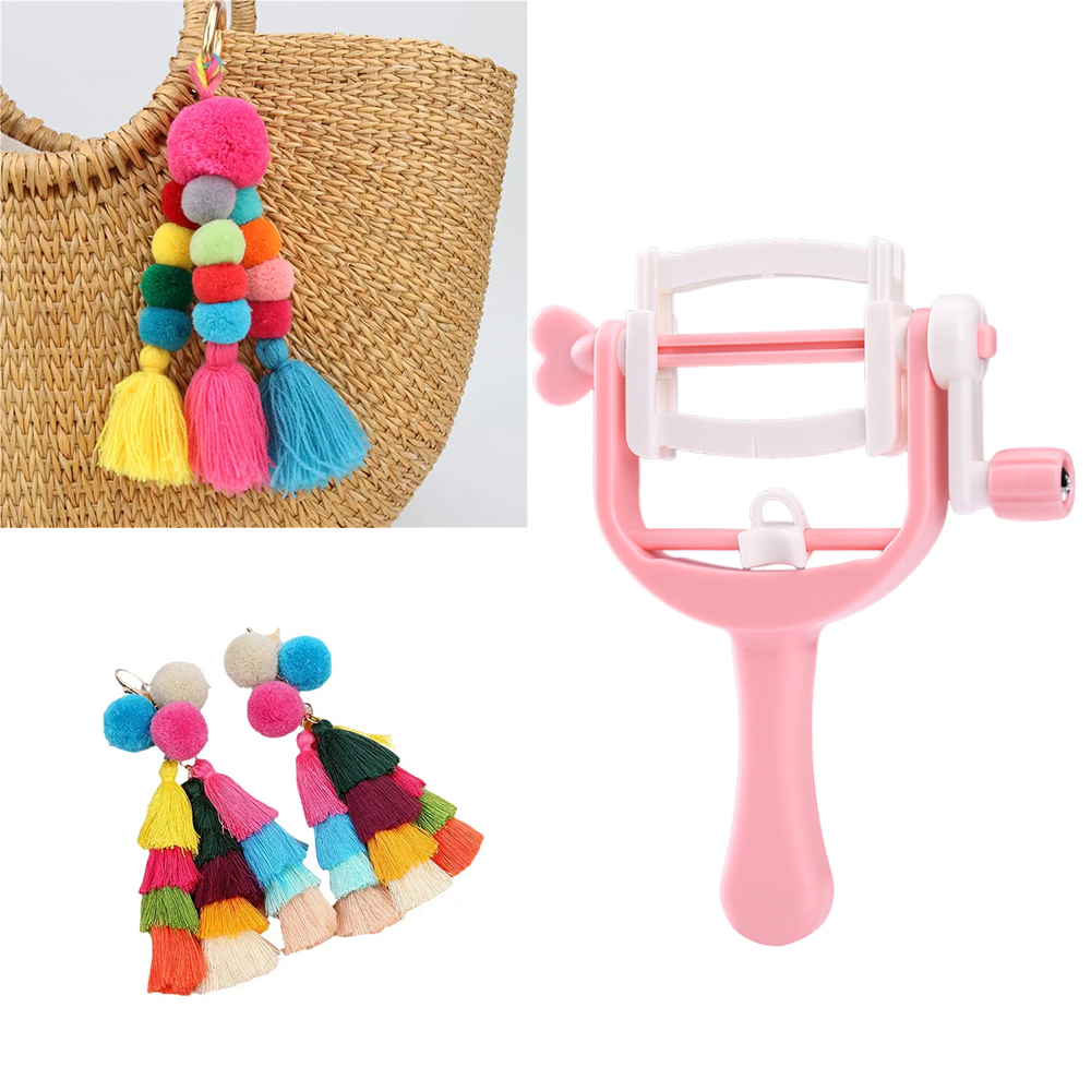 Pom Pom Maker Tool - เครื่องทอเชือกมือหมุนสำหรับใช้ในบ้านเครื่องทำปอมปอมเครื่องทำพู่เครื่องทำพู่