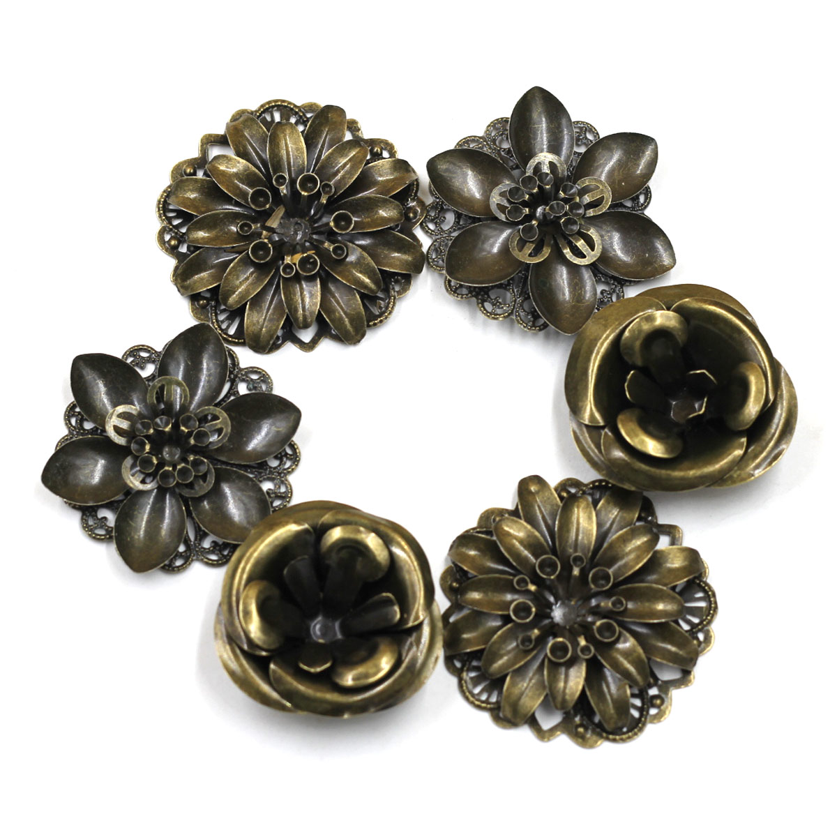Craft Embellishments - 6 ชิ้น Embellishments ผสมดอกไม้รูปแบบ Filigree Wraps