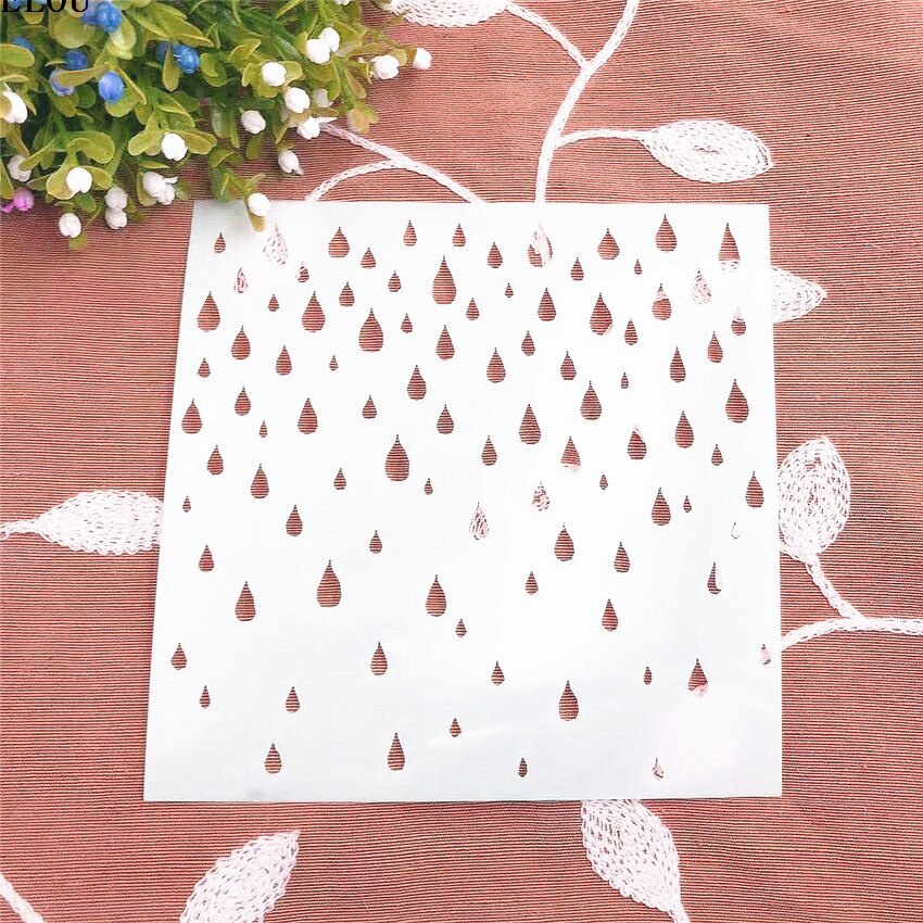 Embellishments For Scrapbooking - 15*15 Raindrops สมุดภาพ Stencils สเปรย์แม่พิมพ์พลาสติก Shield