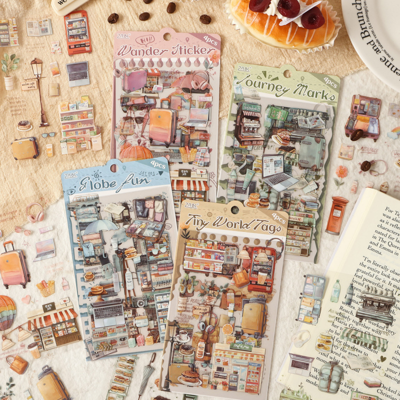Embellishments For Scrapbooking - สติกเกอร์ฉลากสินค้าสไตล์วินเทจ 4 ชิ้น/แพ็ค ลายสวยหรูสำหรับตกแต่งสมุดบันทึก สมุดภาพ และป้ายของขวัญ