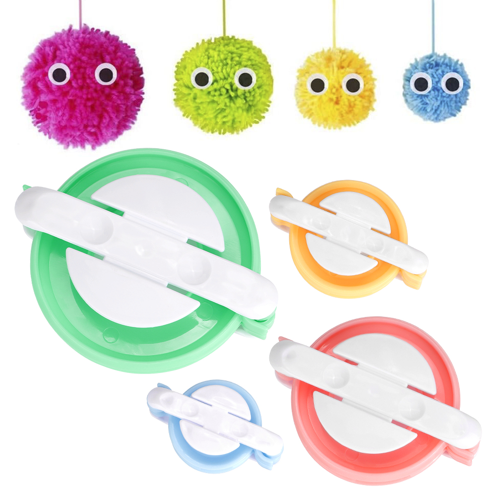 Pom Pom Maker Tool - เครื่องมือถักไหมพรมทำพู่ไหมพรม DIY, อุปกรณ์งานฝีมือพลาสติกสำหรับทำลูกบอลขนฟู เหมาะสำหรับงานถักไหมพรมและโครเชต์