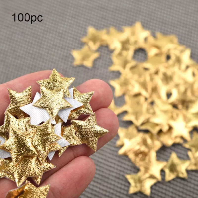 Embellishments For Scrapbooking - 100 ชิ้นทอง/เงินดาวสําหรับ Christmas Party Decor โฟมผ้าดาว