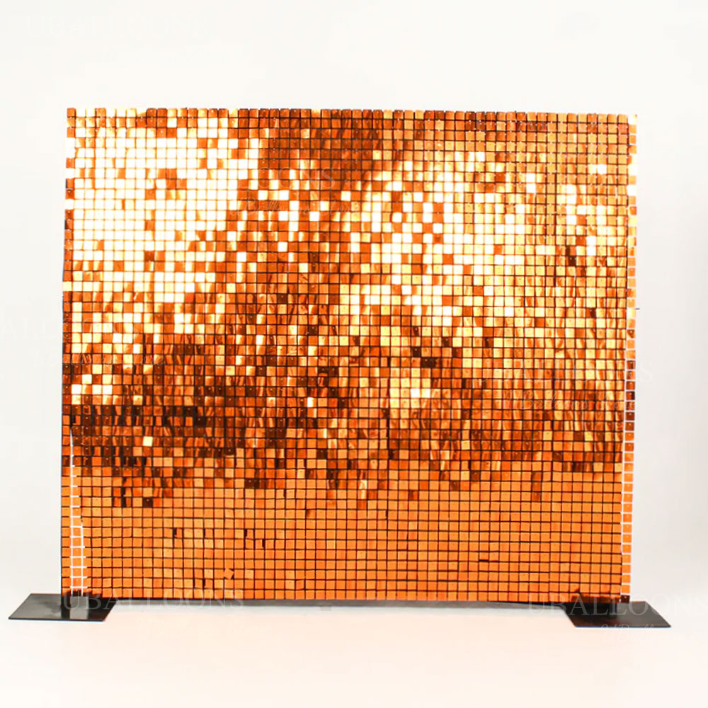 สีส้มสดใส Shimmer Wall ฉากหลัง - Sequin Fabric Panel บทวิจารณ์และราคา