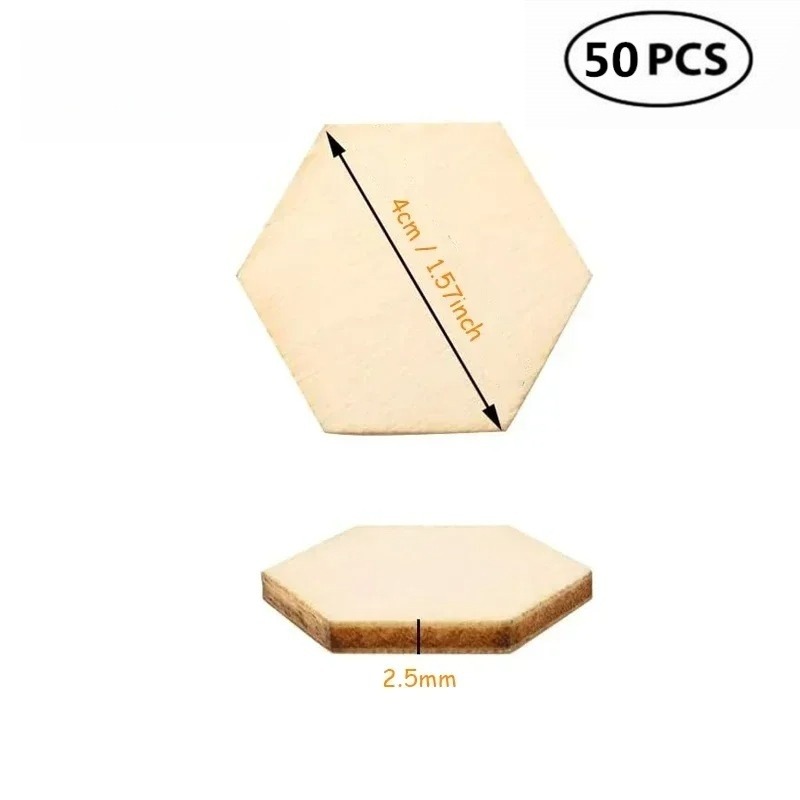 ชิ้นงานไม้หกเหลี่ยมขนาด 4 ซม.  - Craft Embellishments บทวิจารณ์และราคา