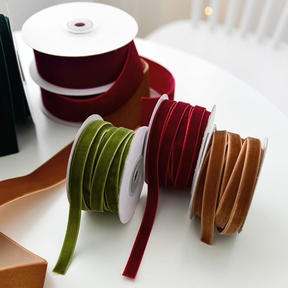 2 ม้วน 21.88 หลา 3/8 นิ้วสีเขี - Velvet Ribbon Roll บทวิจารณ์และราคา