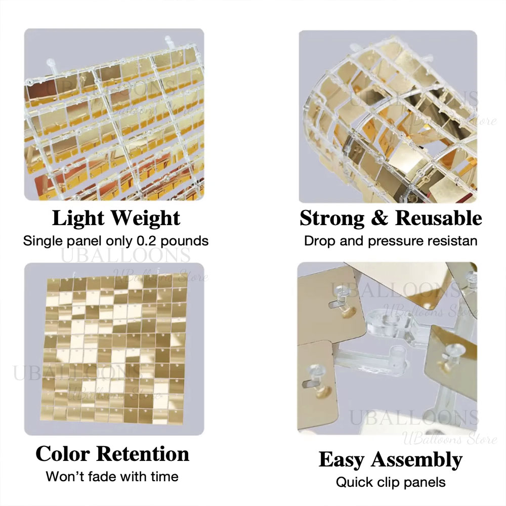 สีรุ้ง Silver Shimmer Wall แผง - Sequin Fabric Panel บทวิจารณ์และราคา