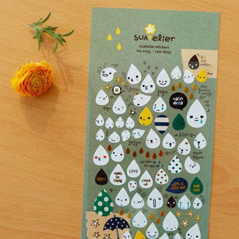 สติกเกอร์เกาหลีลายหยดน้ำ Suate - Embellishments For Scrapbooking บทวิจารณ์และราคา