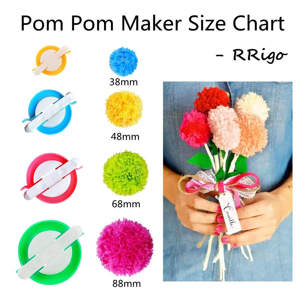 4 ขนาด Pom Pom Maker ชุดเครื่อ - Pom Pom Maker Tool บทวิจารณ์และราคา
